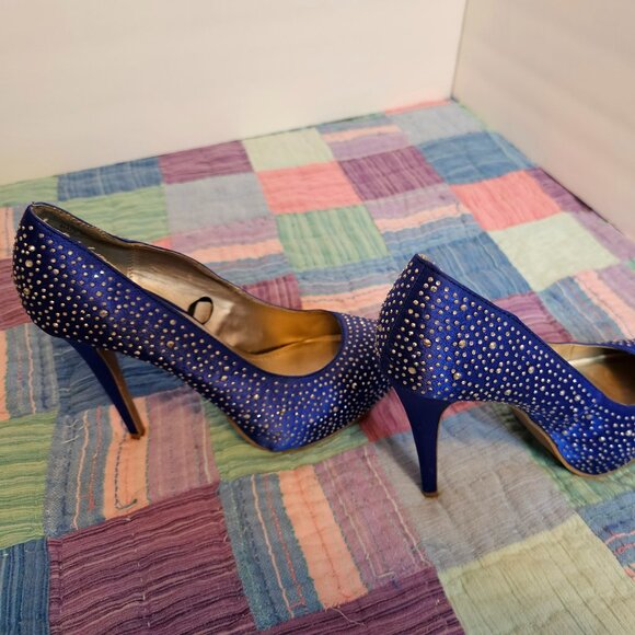 Forever 21 Blue Sparkly Platform Heels, Size 9 - Picture 3 of 10